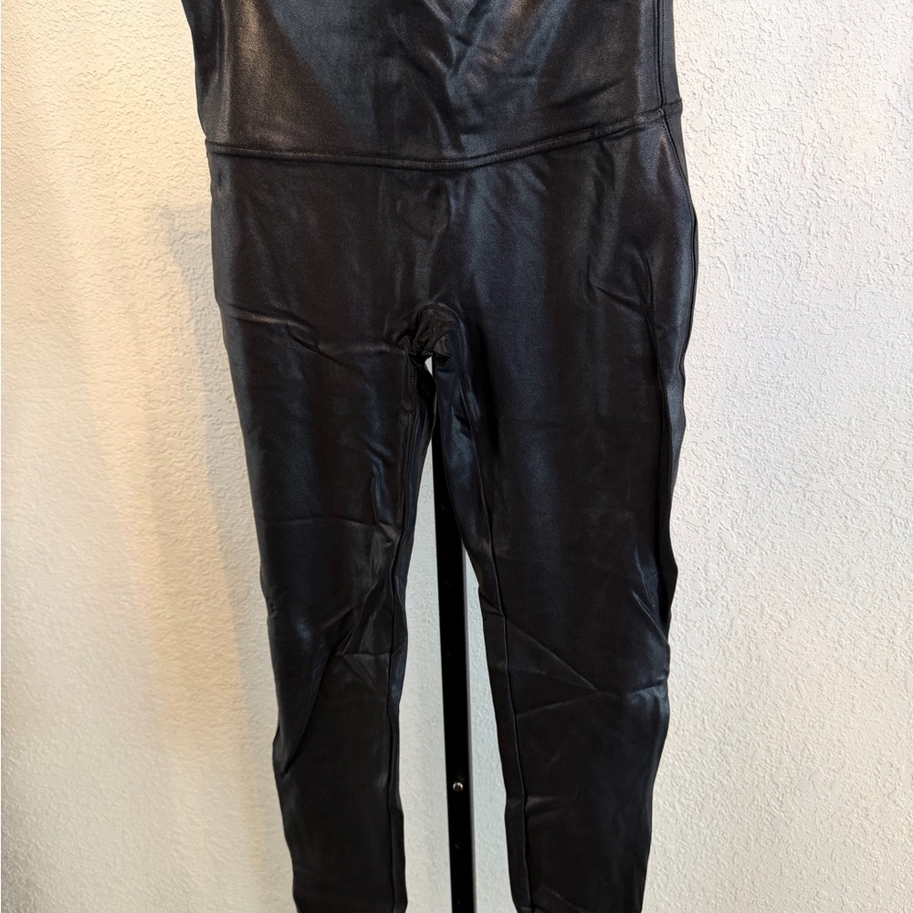 SPANX Shiny Black High-Waist Faux-Leather Leggings NWOT - Picture 5 of 7
